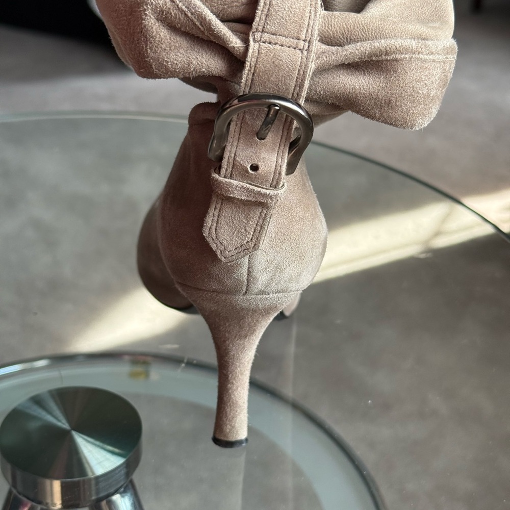 Nine West Suede Ankle Boots 7.5 beige/grey ( Greige). Slouchy style with buckle. - Picture 2 of 5